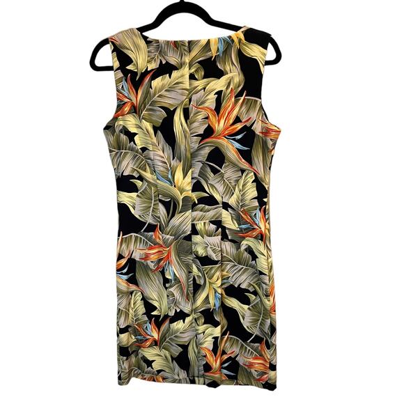 Dressbarn Tropical Palm Leaves Floral Sheath Dress Size 8 Multicolor Stretchy - Picture 6 of 12